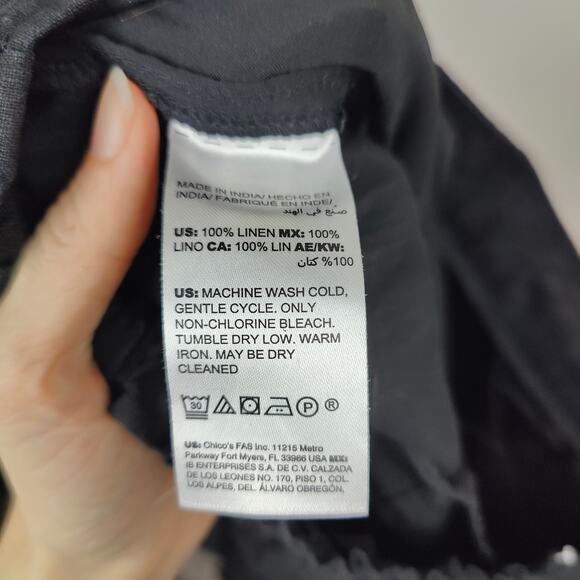 Chicos Linen Pants Womens 0 000R Black Drawstring Tapered Beachy Summer - Picture 6 of 7